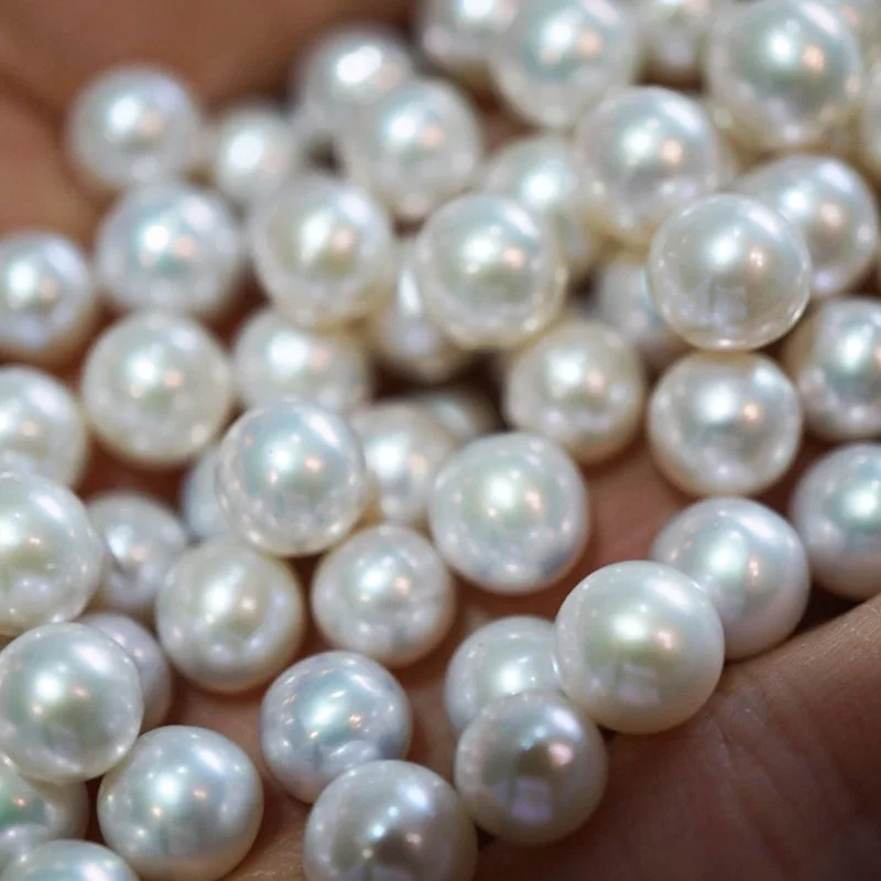 good Luster   4A full perfectly round real fresh water half drilled half hole freshwater loose pearl