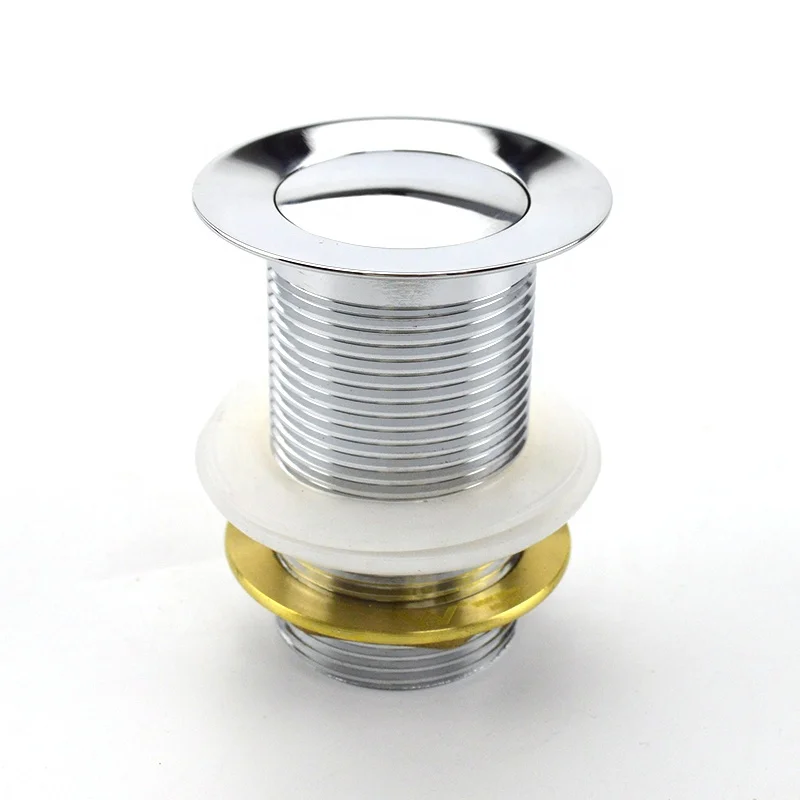 Factory Direct Sale Brushed Gold Push Button Click Clack Plug Unslotted Bath Basin Waste Sink Pop up