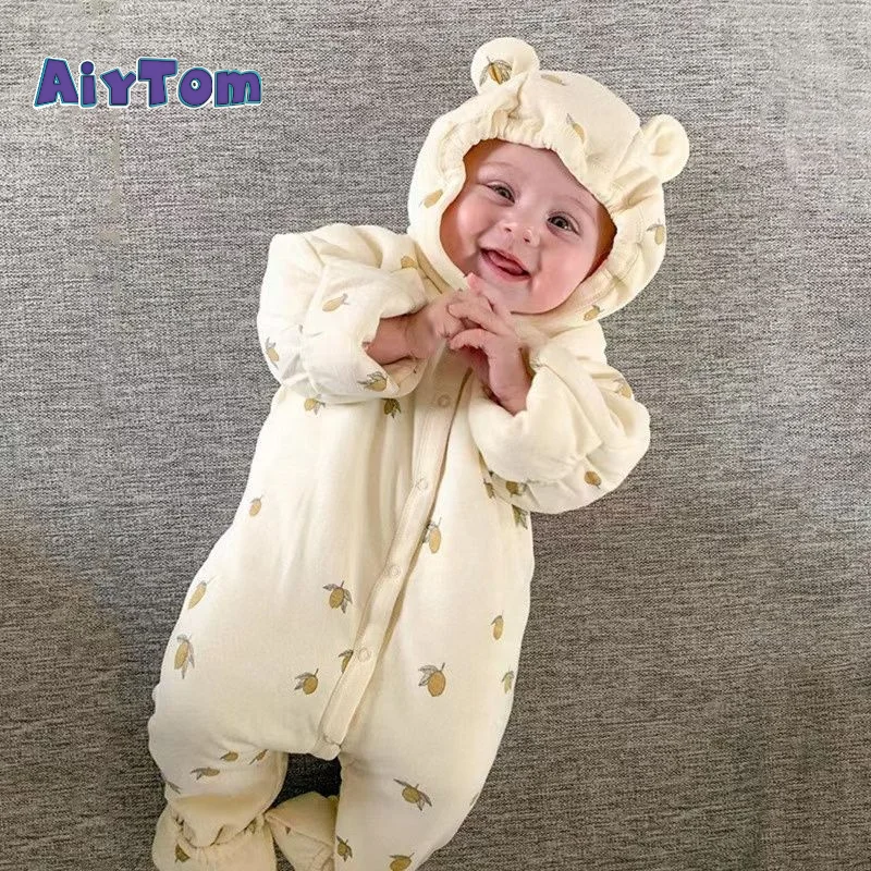 Wholesale New Design Ready To Ship Cotton Soft Winter Baby Romper One  Piece Bear Design Outwear Baby Winter Rompers