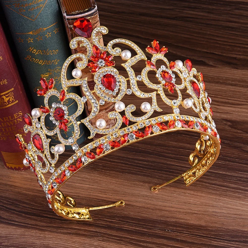 Prince Crown Princess Tall Tiara Alloy rhinestone Pearl Crowns Luxury Baroque Bride Wedding Crown Tiara