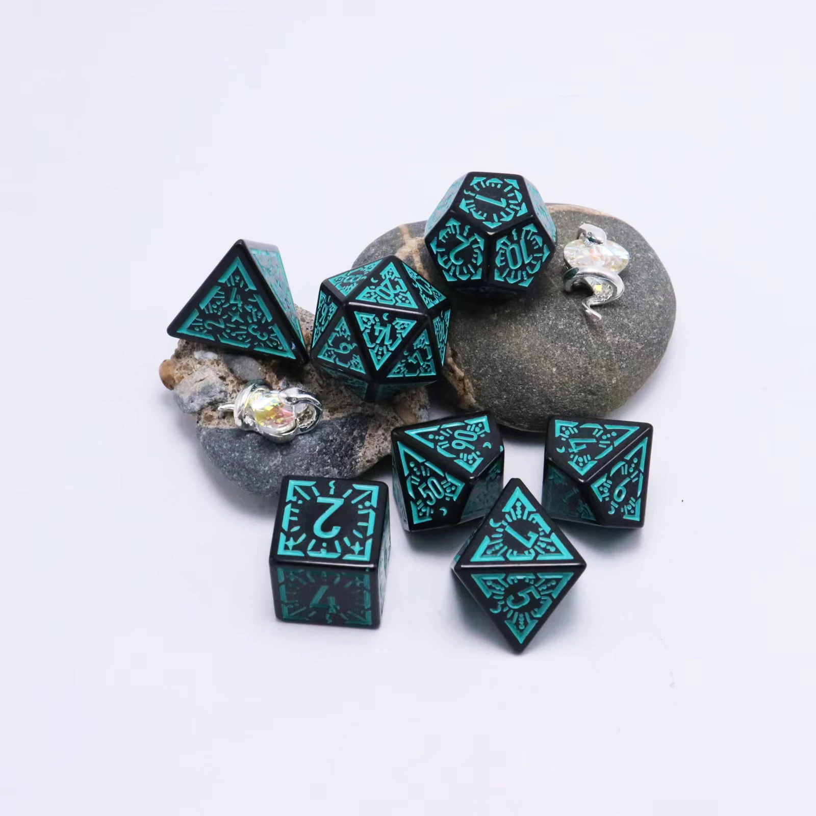 Пользовательские многогранные rpg 7 шт. Ретро Кости объемные драгоценные камни трещины кости