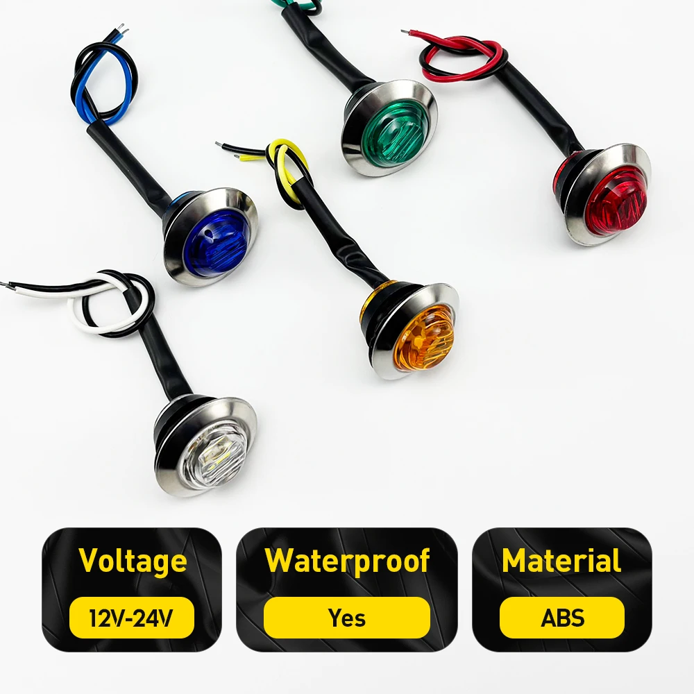 LED Indicators 12V 24V Round Trailer Side Marker Light Yellow White Red Turn Signal Lamp For Trucks Clearance Lights