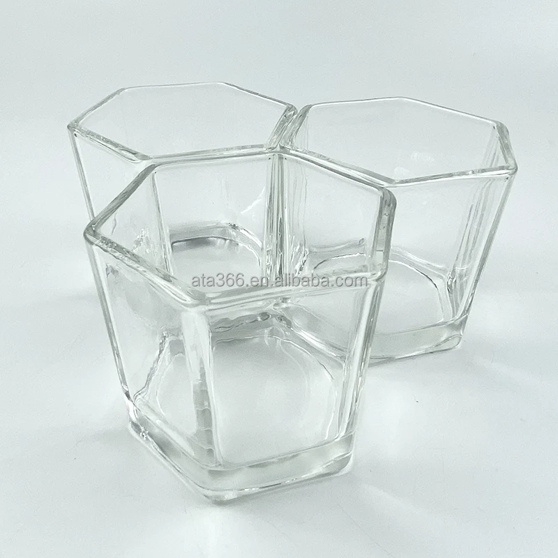 Factory Price High Quality 10oz Clear Hexagon Glass Unique Candle Jars Candle Jar for Luxury Candles