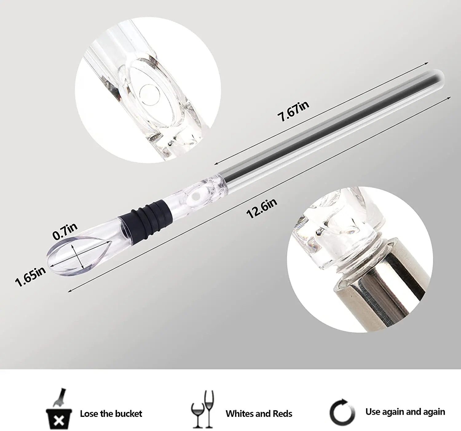 Keeps Wine & Champagne Chilled For Hours 3-in-1 Stainless Steel Wine Chiller