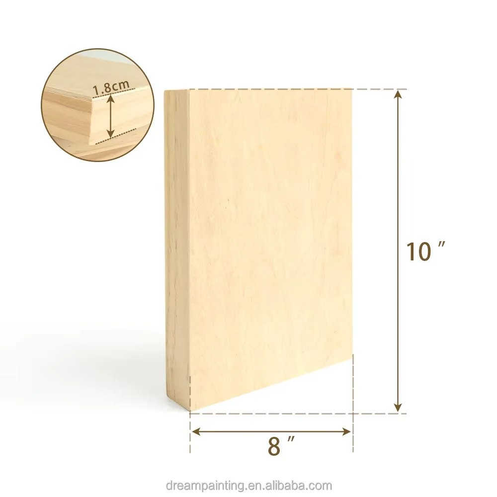Falling in Art Unfinished Wood Panels for Painting,Wooden Canvas 8x10 Inch 1.8cm Deep,Cradle Boards for Pouring,Burning and More
