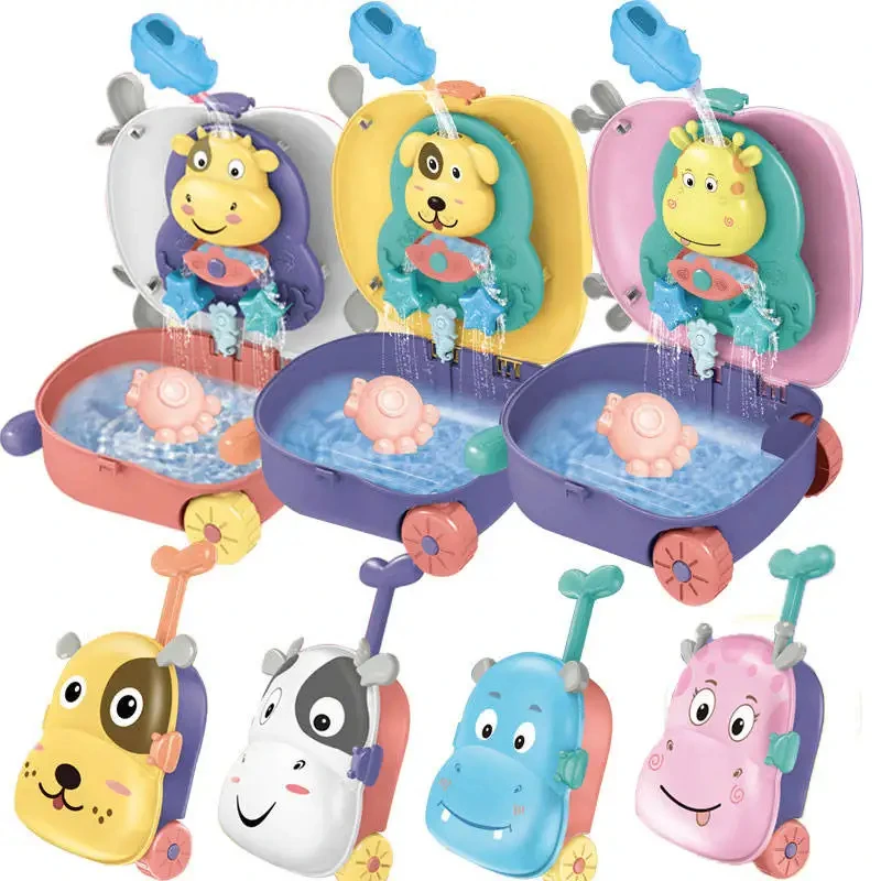 HY New Arrival Hot Seller Summer Beach Toys 3 in 1 Kids Toys Sand Beach Baby Bath Toys for kids Travel Suitcase Box