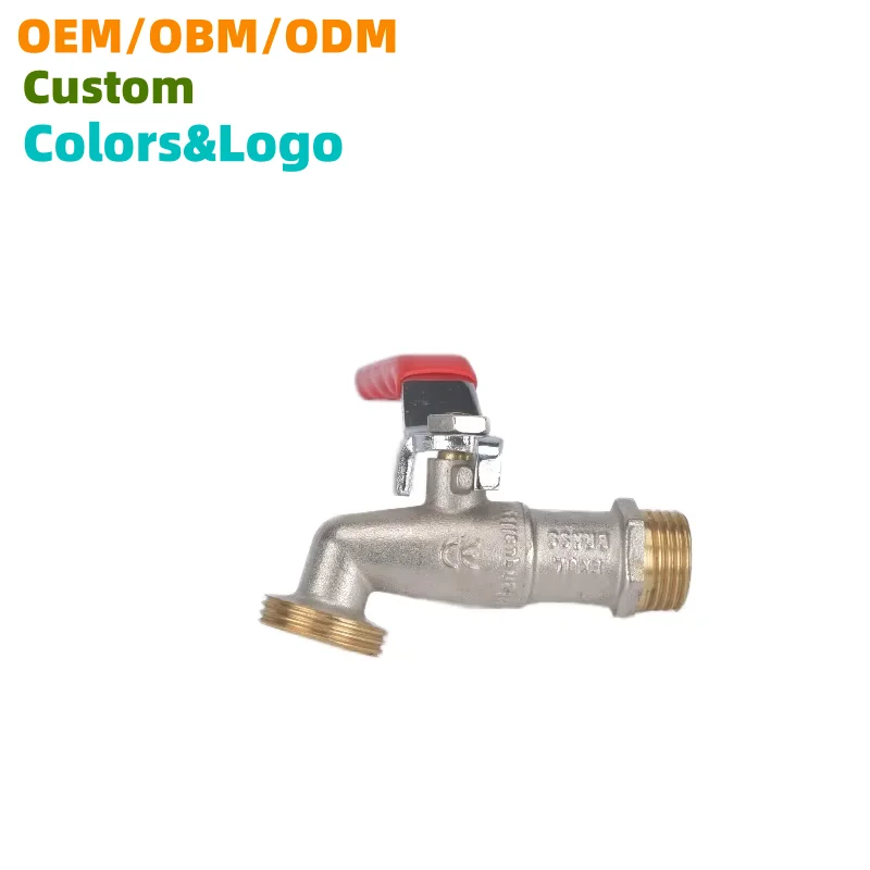 Modern Design Brass Bibcock Easy Open Lever Handle Quick Installation Wall-Mounted Outdoor Water Garden Basin Washing Machine