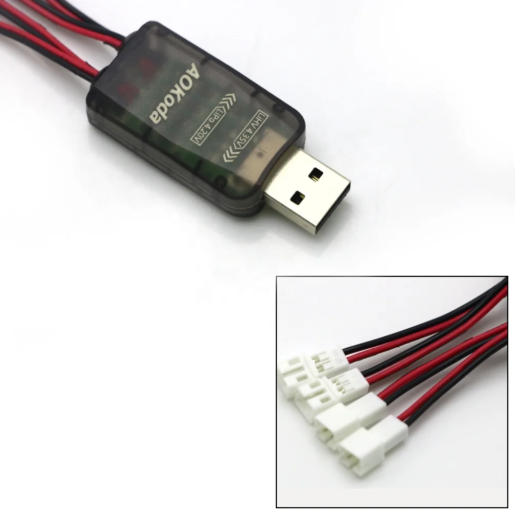 Aokoda CX405 4CH Micro USB Battery Charger for 1S Lipo Lihv High Quality RC Helicopter