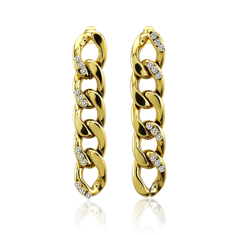 custom Geometric Cool Earrings for Women Party Jewelry with shiny setting stone Personality  Long Chain Statement Earrings