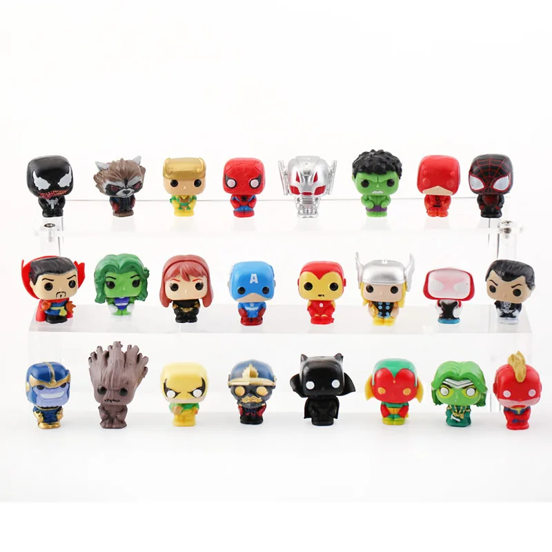 24Pcs Set 3.5cm Cartoon Anime Super Heroes Ironman Spiderman Action Figures Cake Toppers PVC Mini Figurines Toys