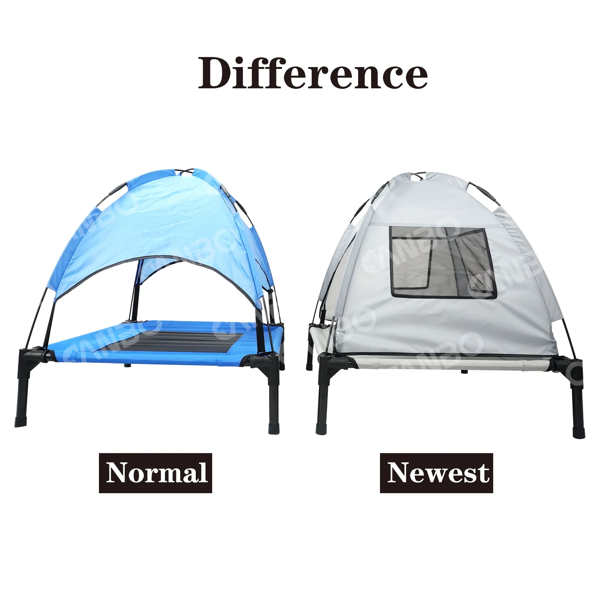 Manufacture travel durable elevated pet dog bed oxford raised pet cot portable breathable pet bed with canopy