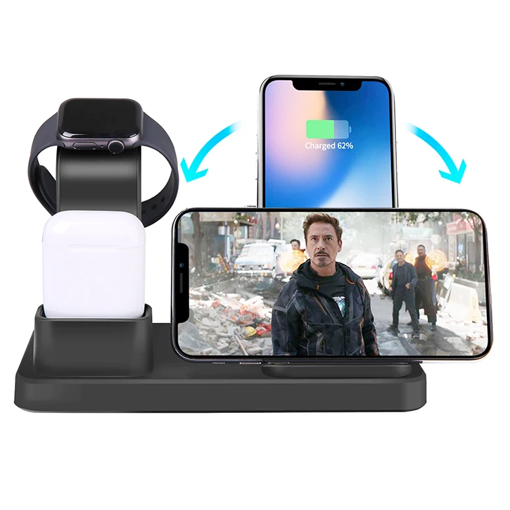 High quality Fast 3 in 1 wireless charger Stand Holder Q12 for Iphone 8 x Xs Max Xr Samsung S9 S10 Plus