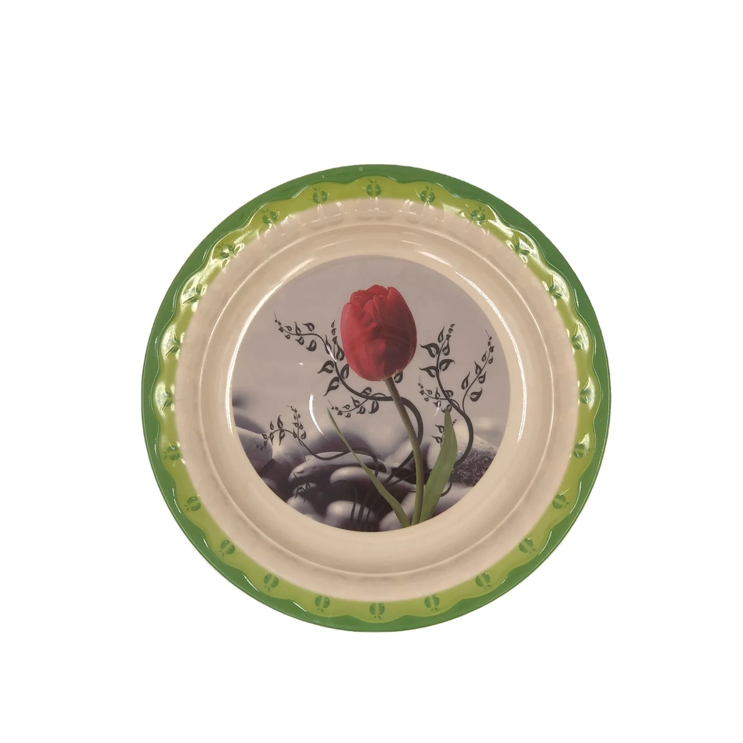 
Прямая поставка с завода, пластиковая посуда, круглая рельефная тарелка для супа из меламина 