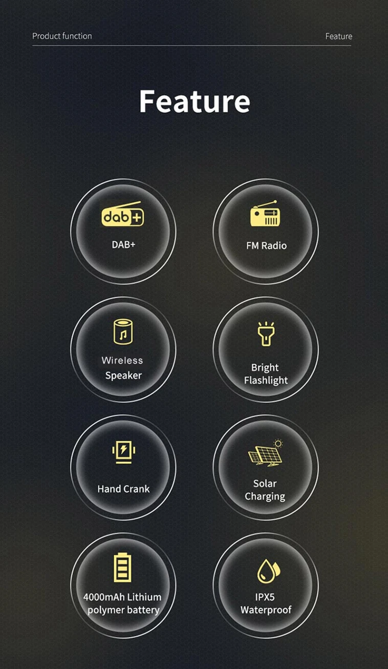 Emergency Radios Multi Speakers Roberts Dab Home Antenna Wireless Bt Am Fm Radio With Sos Alarm Thermometer