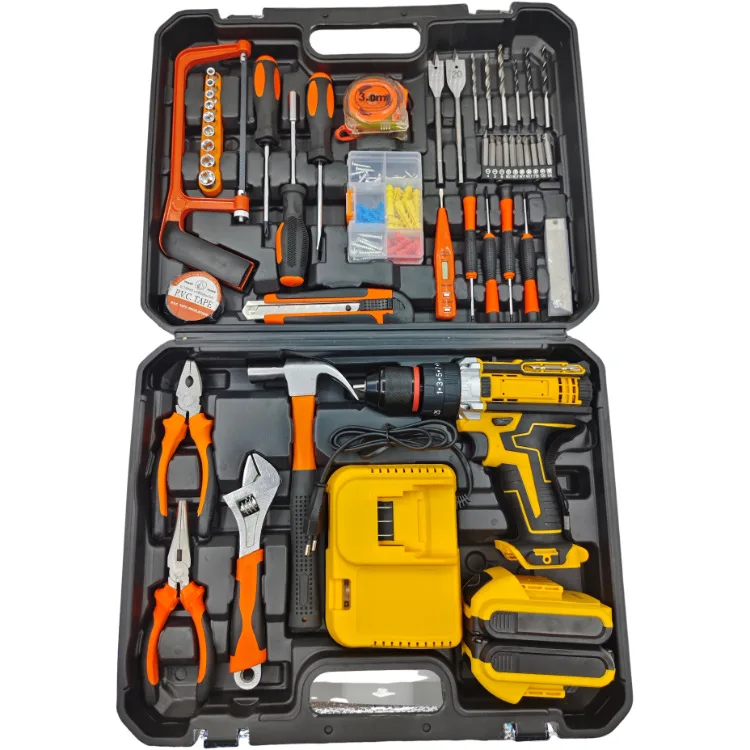 Home Use Multi-Function Cordless Electric Tools Set Lithium Battery Powered Hand Drill Screwdriver Impact Feature Industrial