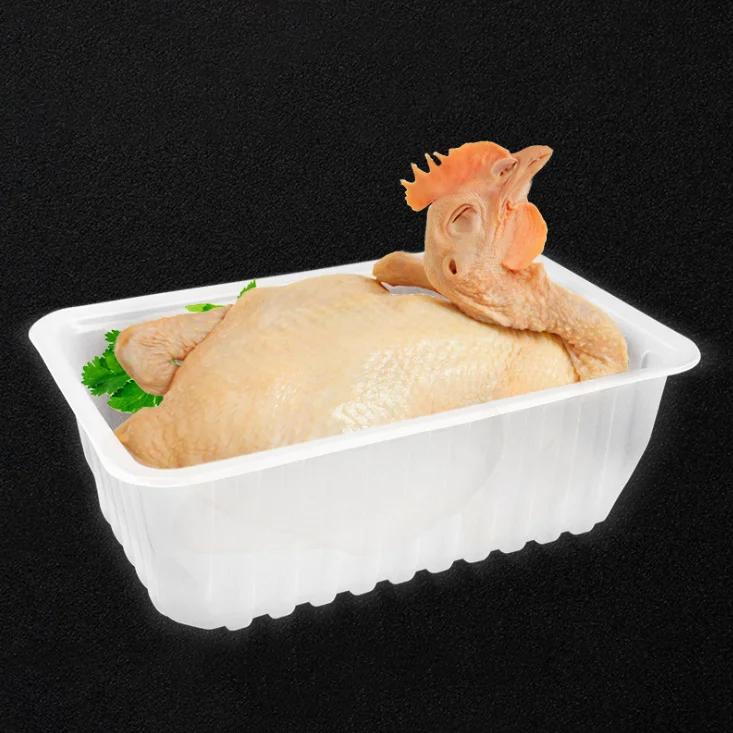 Подгонянная упаковка для свежего мяса герметичная коробка курицы пластиковая лоток хранения еды белый одноразовый блистер фрукты
