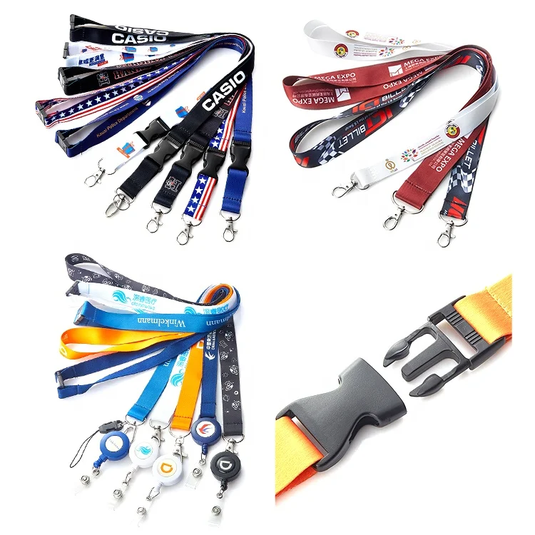 Polyester Sublimation Heat Transfer Printing Neck Keychain ID Card Badge Holder Custom Lanyard