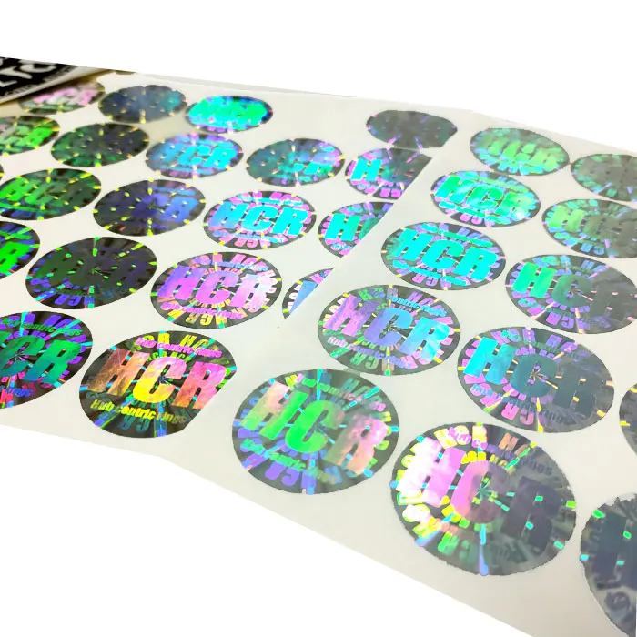 Low MOQ logo Hologram Holographic Transparent Laser Gold Foilng Packaging Label Custom laser Stickers