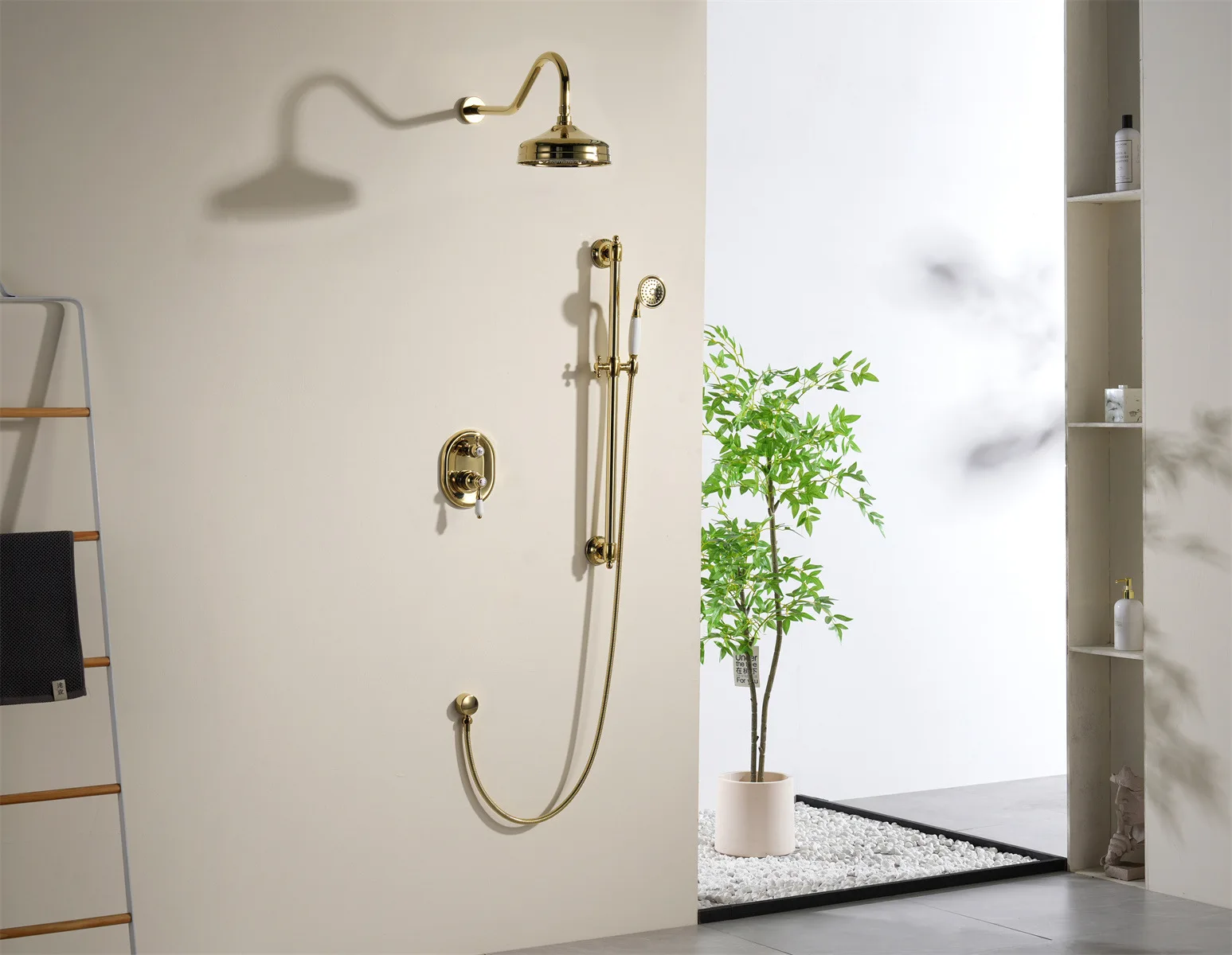 Antique Brass Shower System Slide Bar Shower Faucet Set Wall Mounted Shower Combo Set