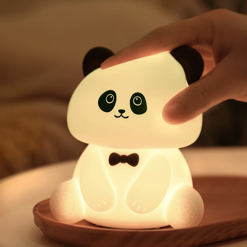 USB перезаряжаемый сенсорный контроль RGB меняющий цвет милый Панда светодиодный ночник