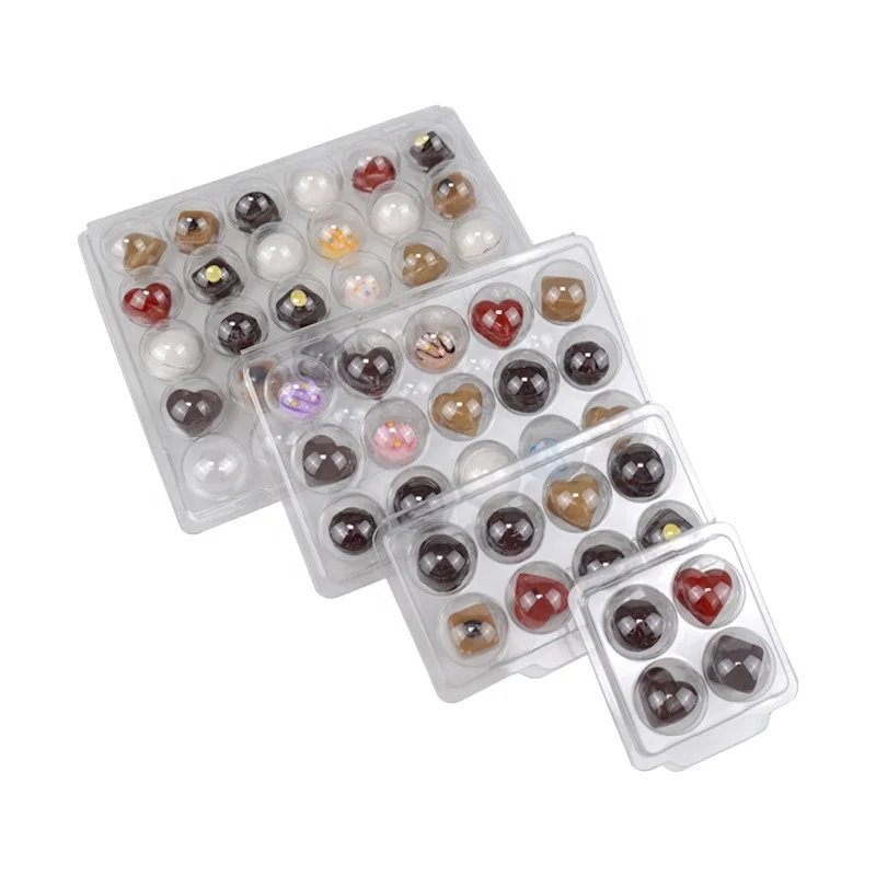 Wholesale Truffle Chocolate Clear Blister Boxes 4 8 15 30 Holes Truffles Candies Plastic Clamshell Packaging Tray
