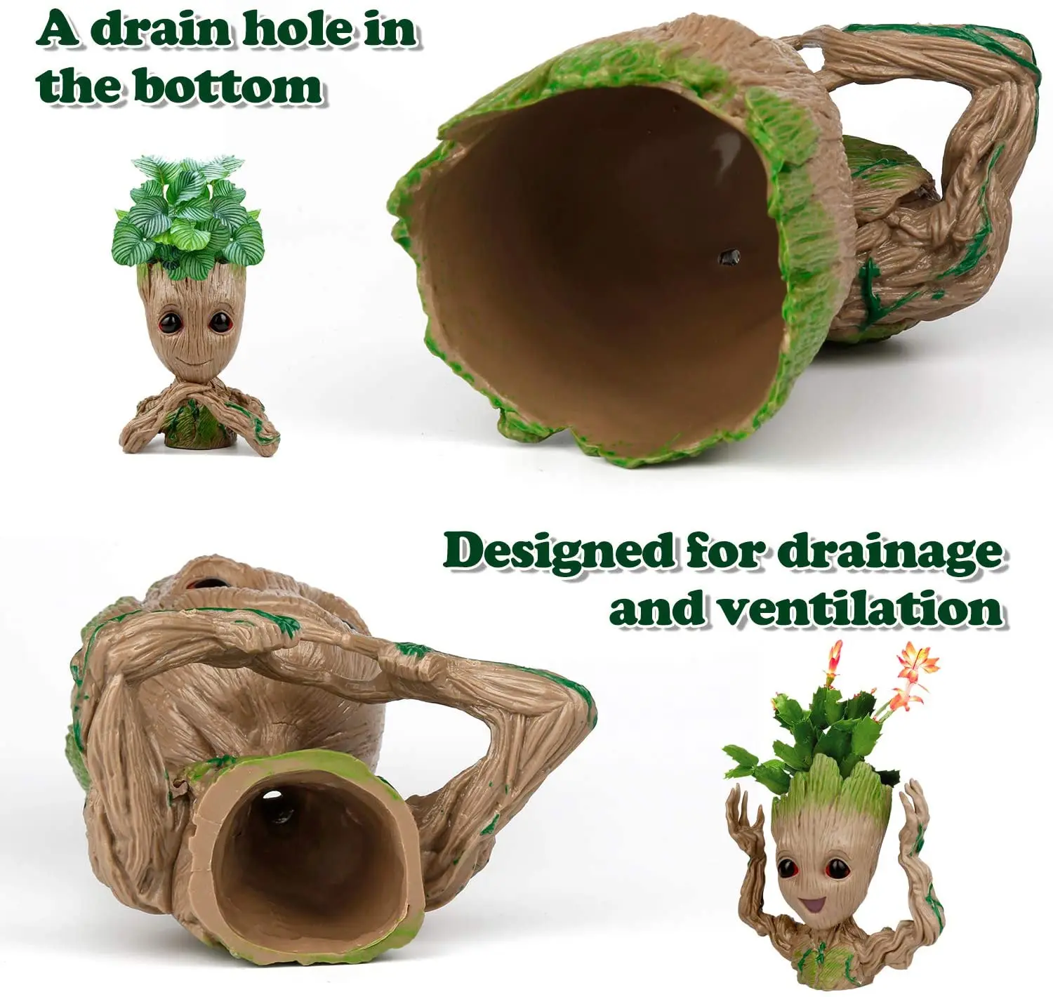 Drop shipping  Baby Groot Pen Flower Pot The Galaxy Flowerpot Tree Man