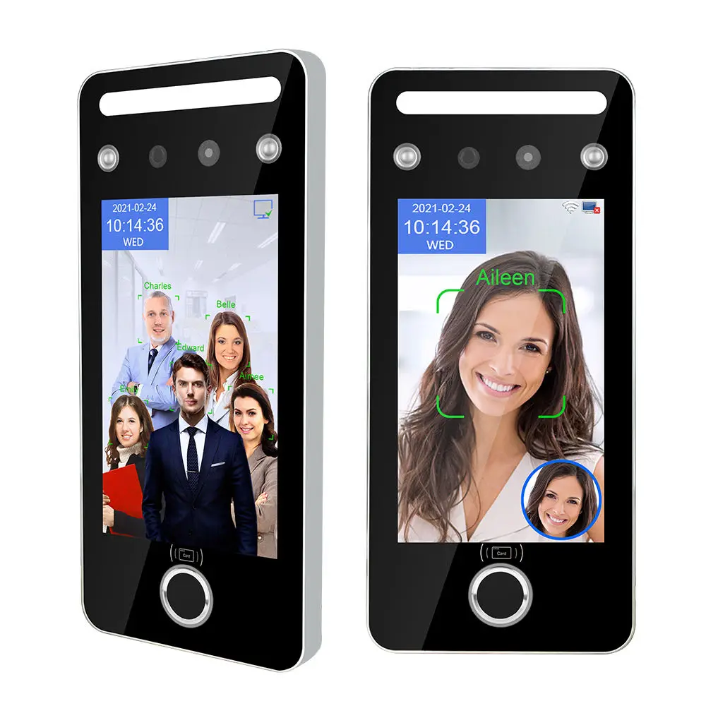Автоматическое 5-дюймовое Бесконтактное распознавание лица, время посещения, отпечаток пальца, дверь, биоатрическая продукция контроля доступа
