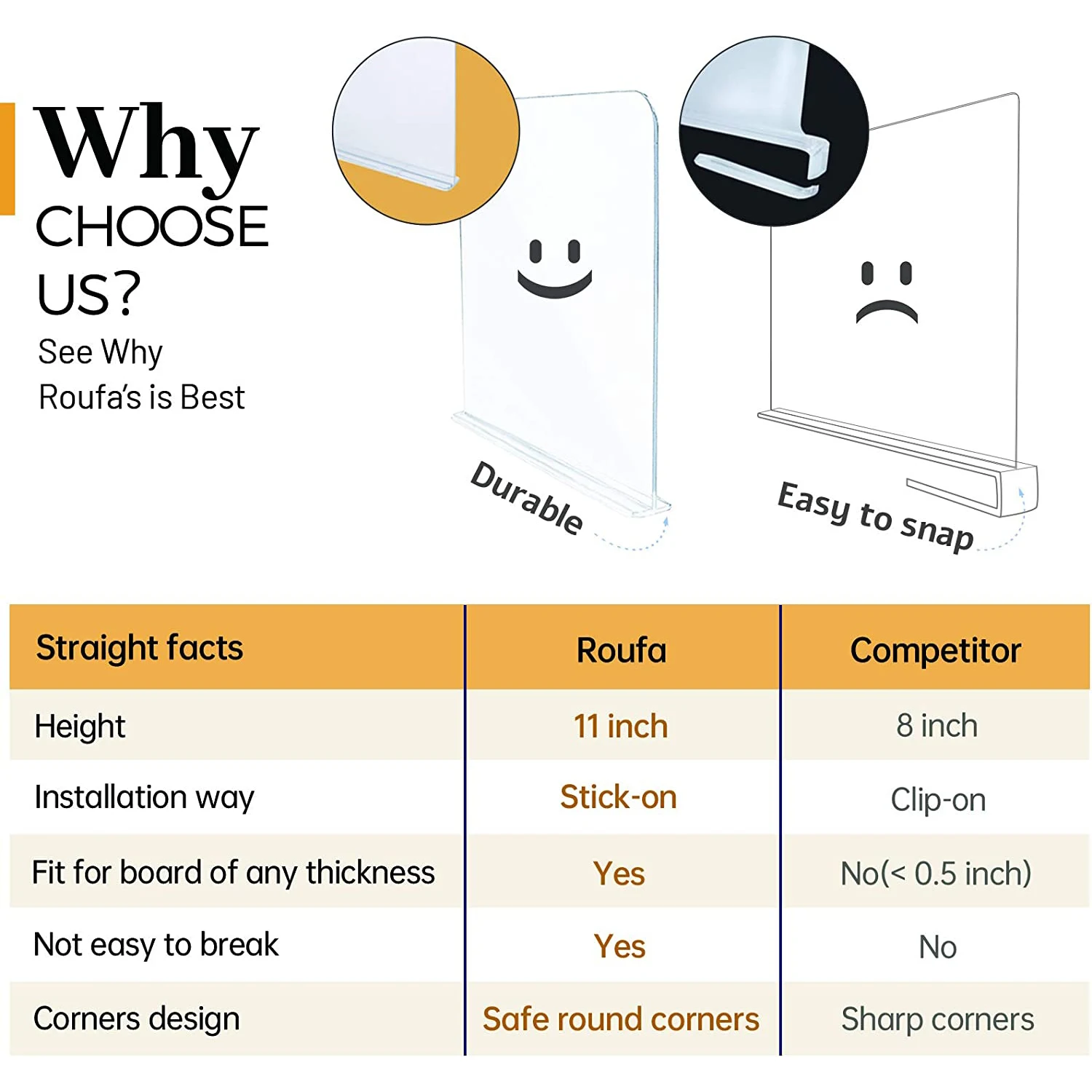 Clear Acrylic Shelf Divider Closet Separator Cabinet Organizer Used For Home Supermarket Item Sorting