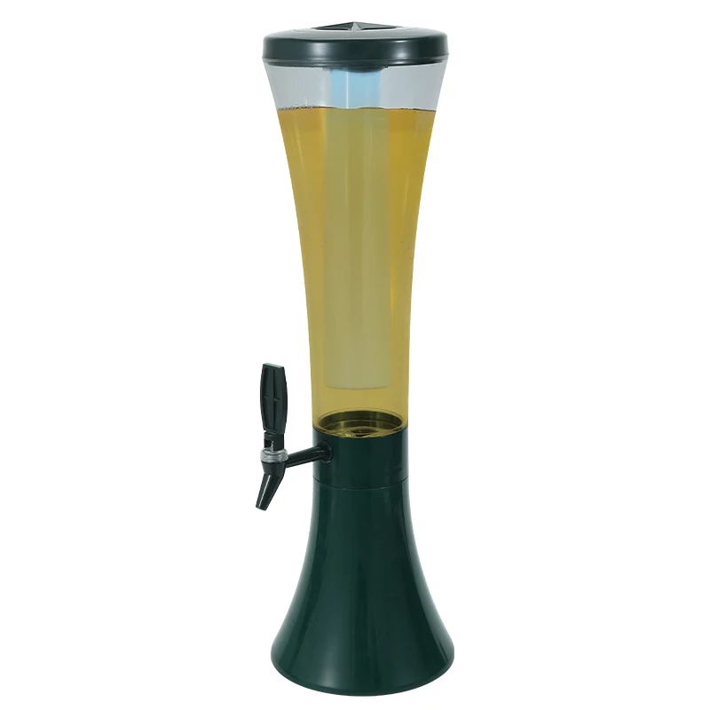 Hot Sales Plastic Beer Tower Beverage Dispenser with LED Lights Removable Ice Tube Draft Beer Dispenser