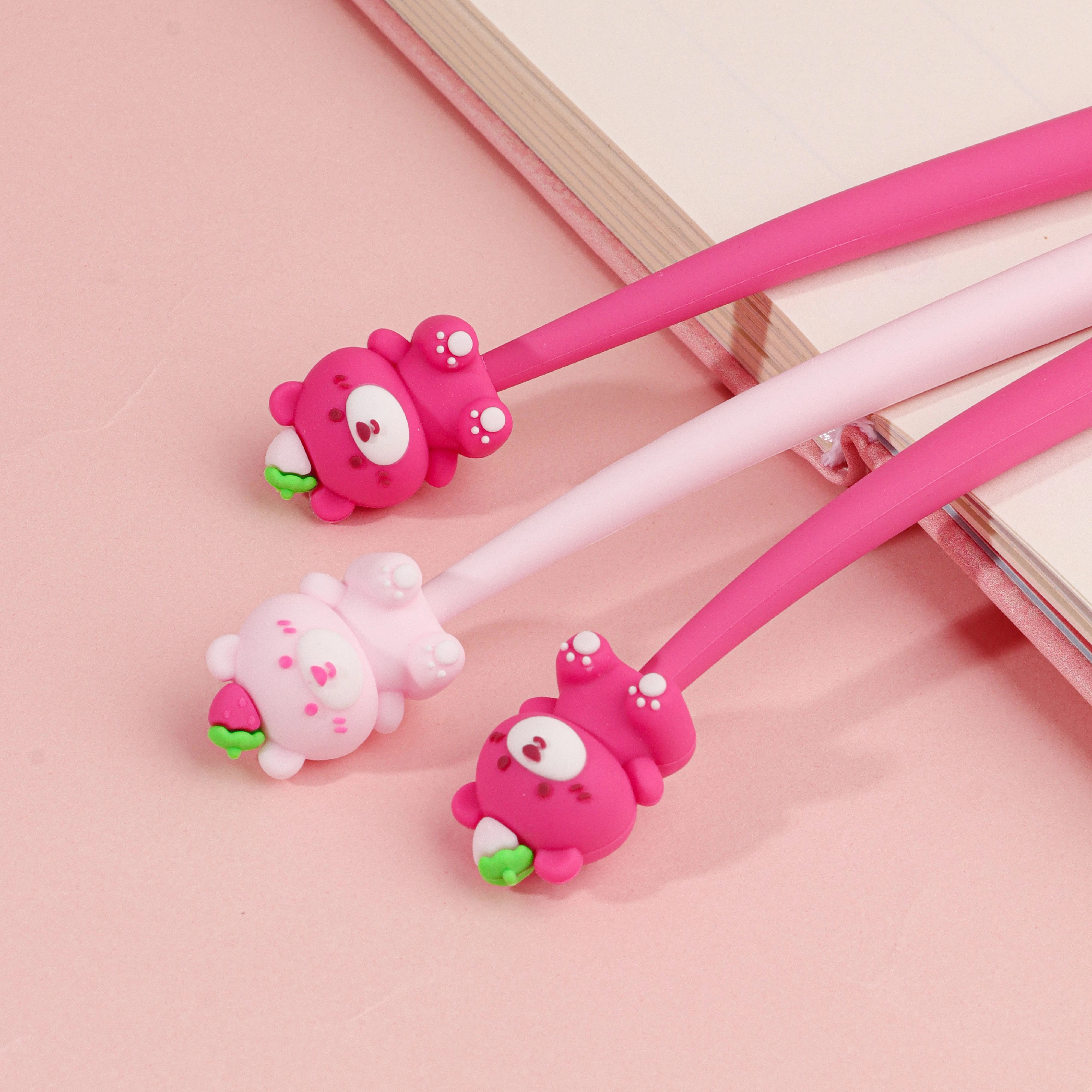 Wholesale Cheap School Office Pink Color Cartoon Smooth 0.5mm Kawaii Gel Pen With Logo Custom Pens