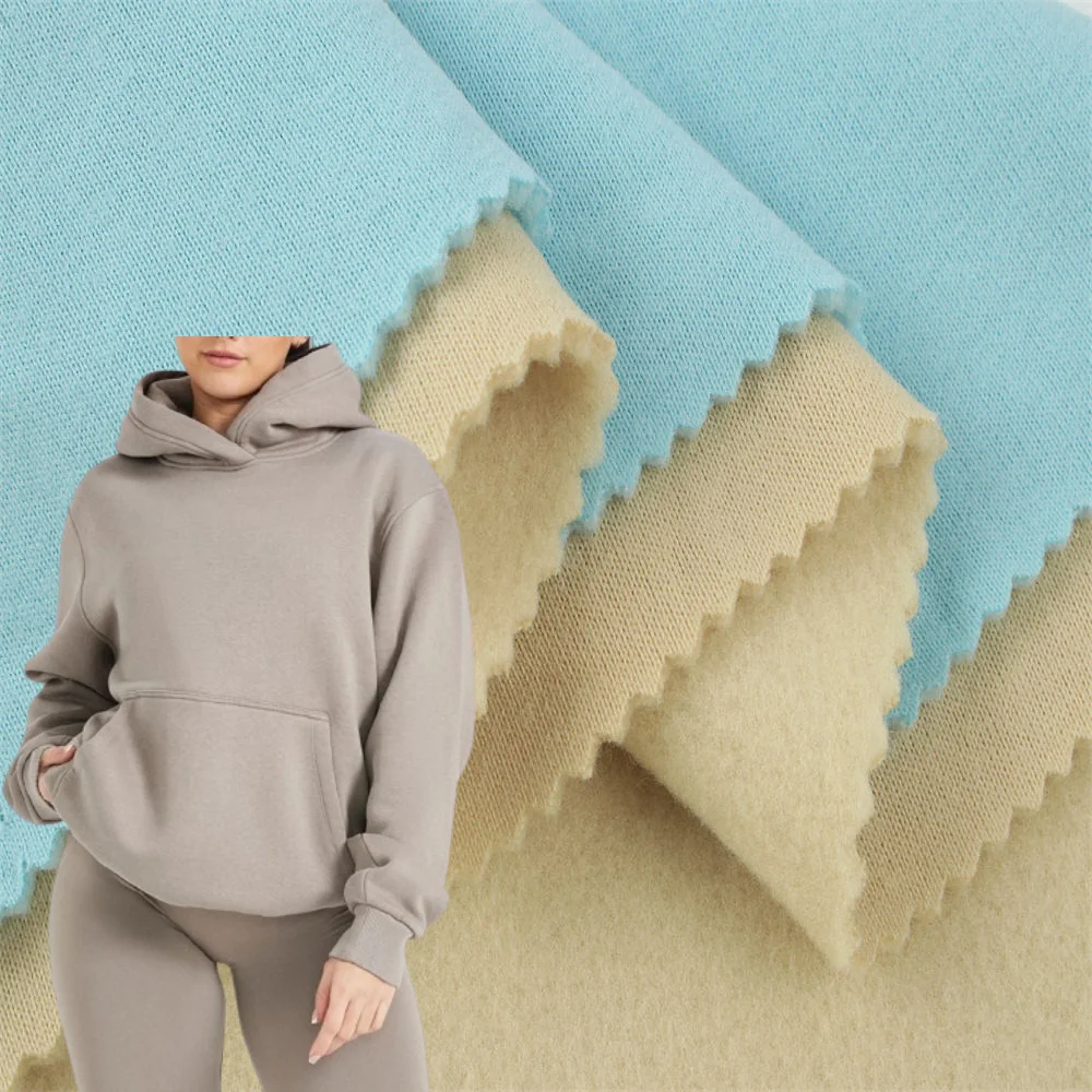 Оптовая продажа трикотажная ткань из 100 полиэстера флисовая дышащая эластичная для спортивной одежды толстовки