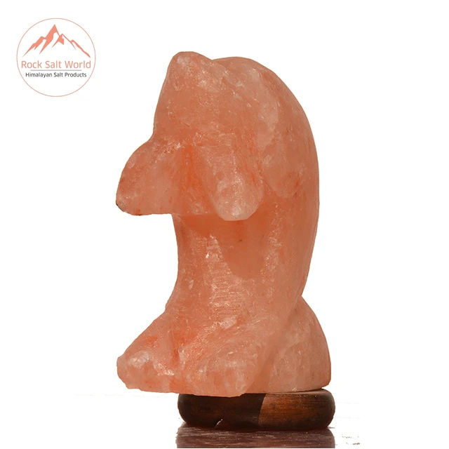 
Himalayan Natural Fish Shape Rock Salt Lamp with Original Wooden Base Cord and Bulb For Home Decoration in Room and Office 