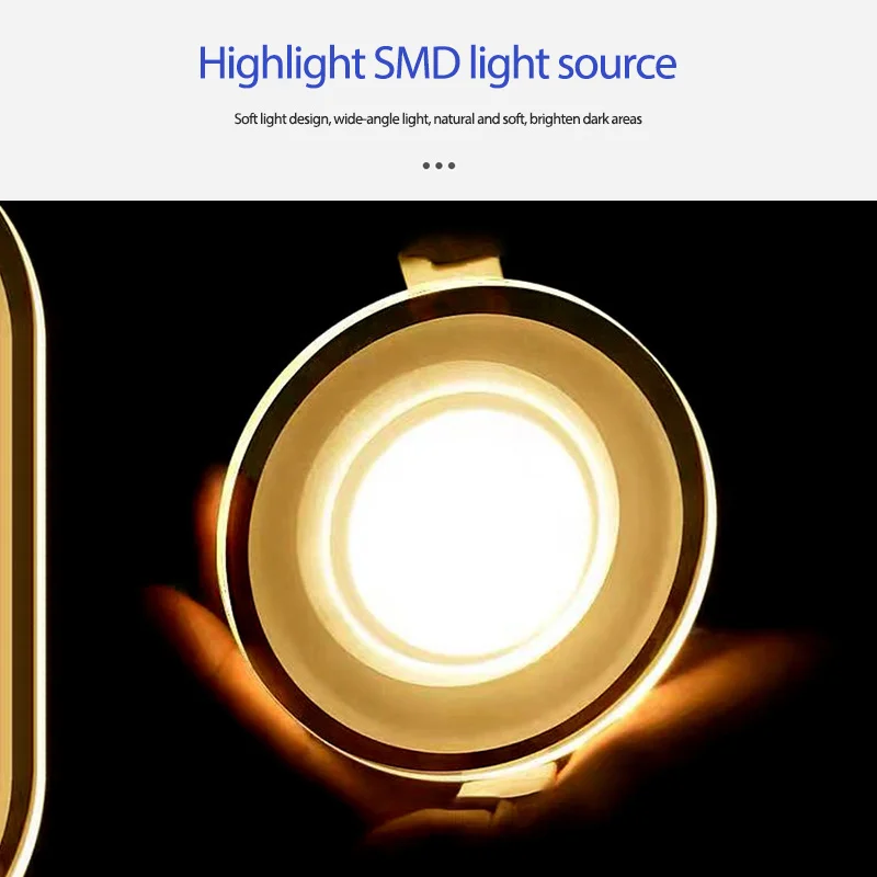 Indoor hotel 3 Cct Aluminium Recessed Round Square Ultra Thin Slim Glass Downlight 18w 24w Installation Led Ceiling Light 2835