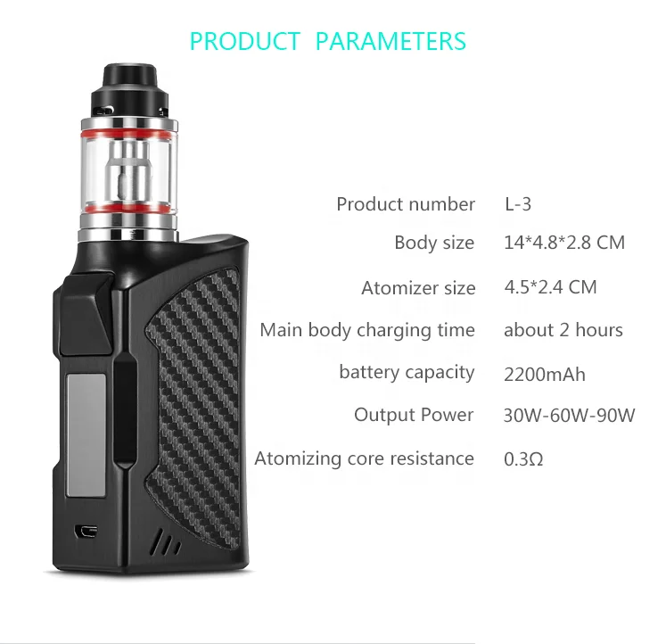 Изготовленный на заказ регулируемый днище воздуха Vape электронная сигарета бокс-мод с высоким качеством вейпер батарея 2200 мАч комплект вейп