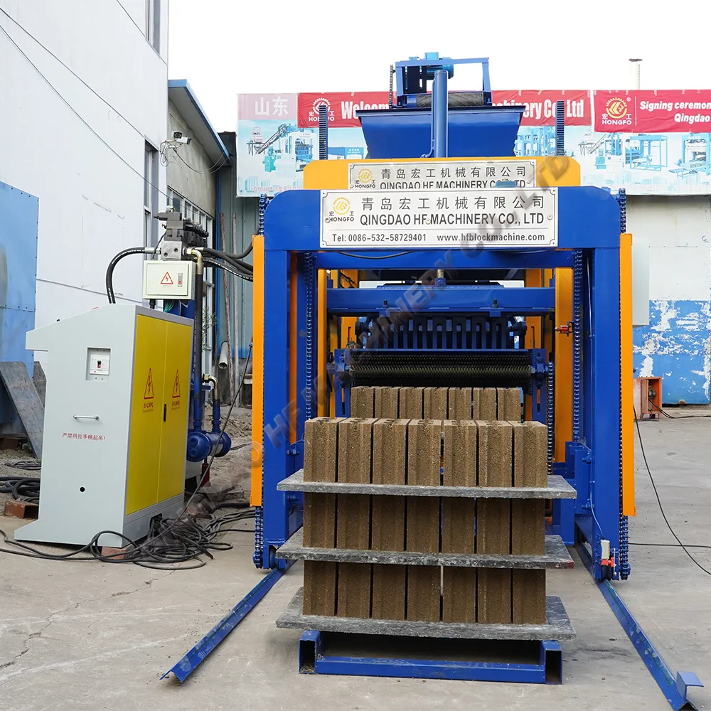 fully automatic cement hollow interlock paving blocks machine QT4-16 concrete block making machine for sale