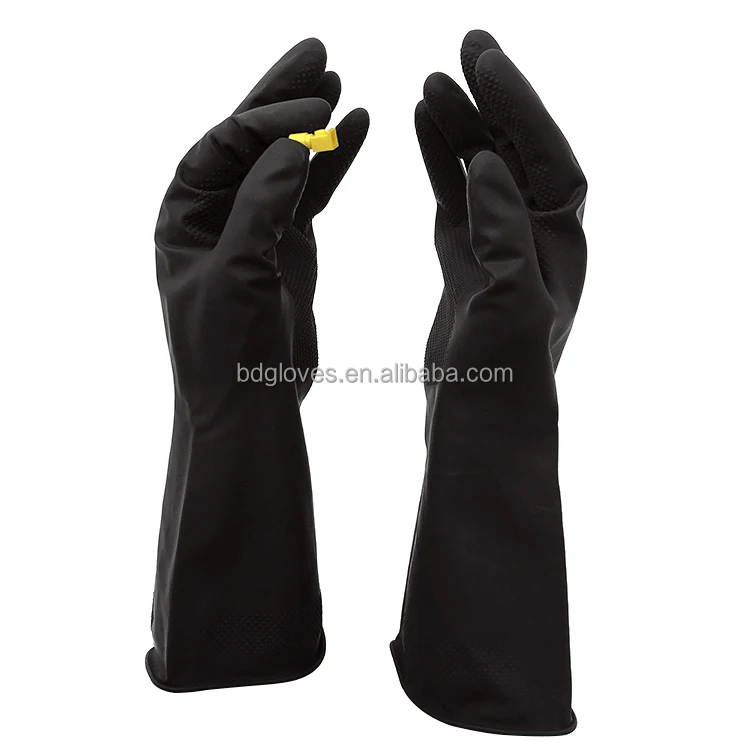 waterproof long sleeve 35/45/55/65 cm heavy duty rubber gloves for chemicals resistant with anti-slip labs