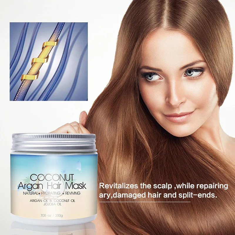 Organic Keratin Hair Mask Collagen Coconut Oil Herbal Ingredients Hair Care Moisturizing Smoothing Damaged Hair Masque