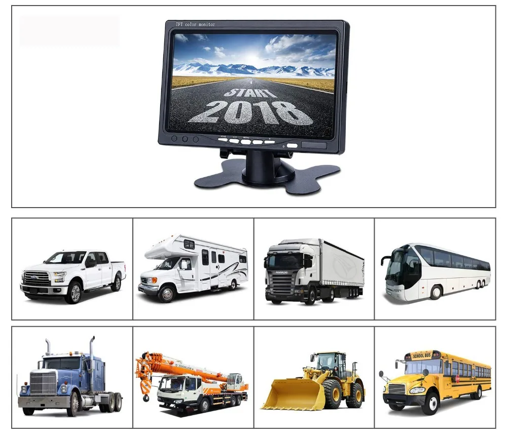 
7inch TFT/LCD Screen Reverse View Monitor Car Monitor with 2 AV input for CAR TRUCK BUS rear view Camera OEM/ODM Accepted 