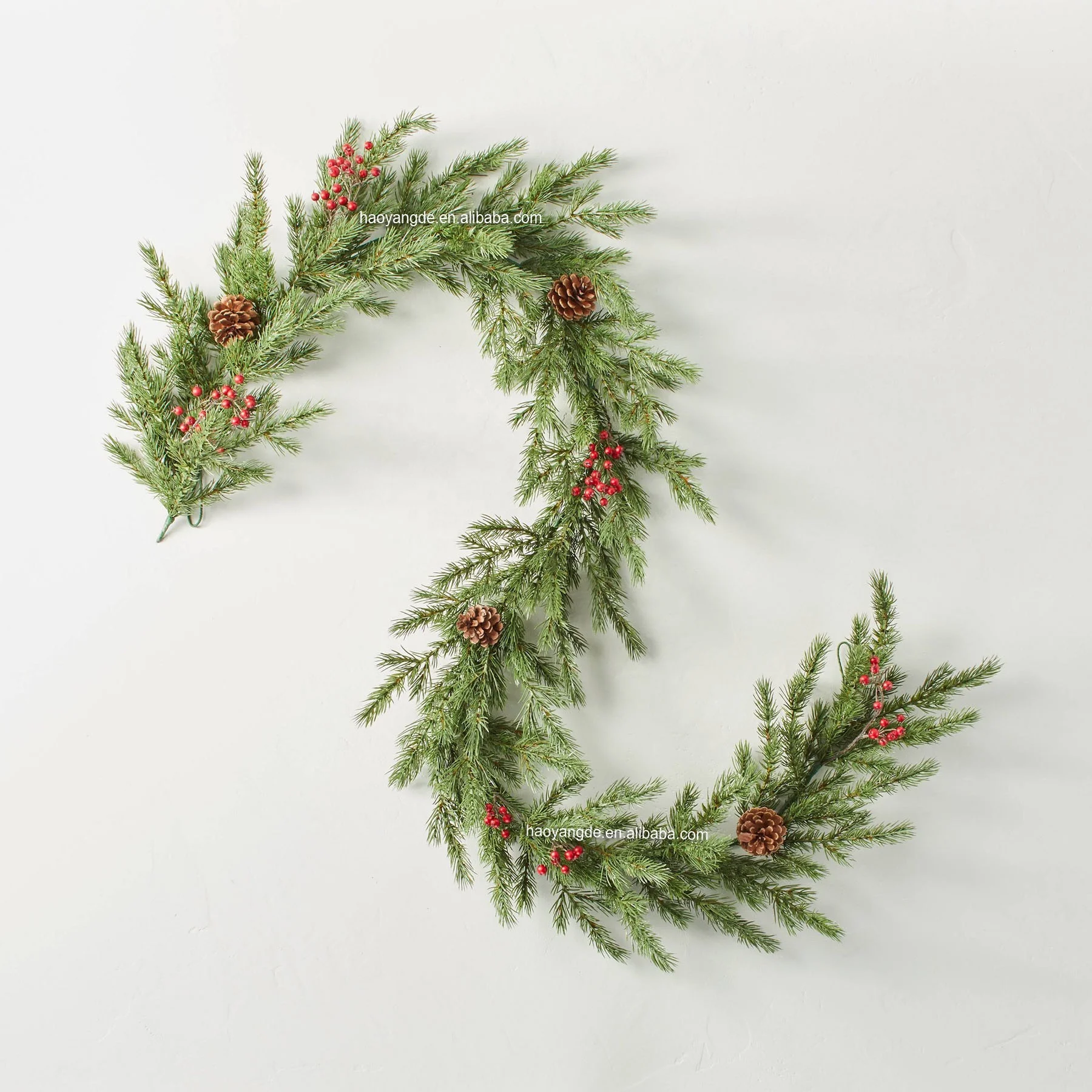 6ft Pine Faux Christmas Garland with Pine Cones and Winterberry