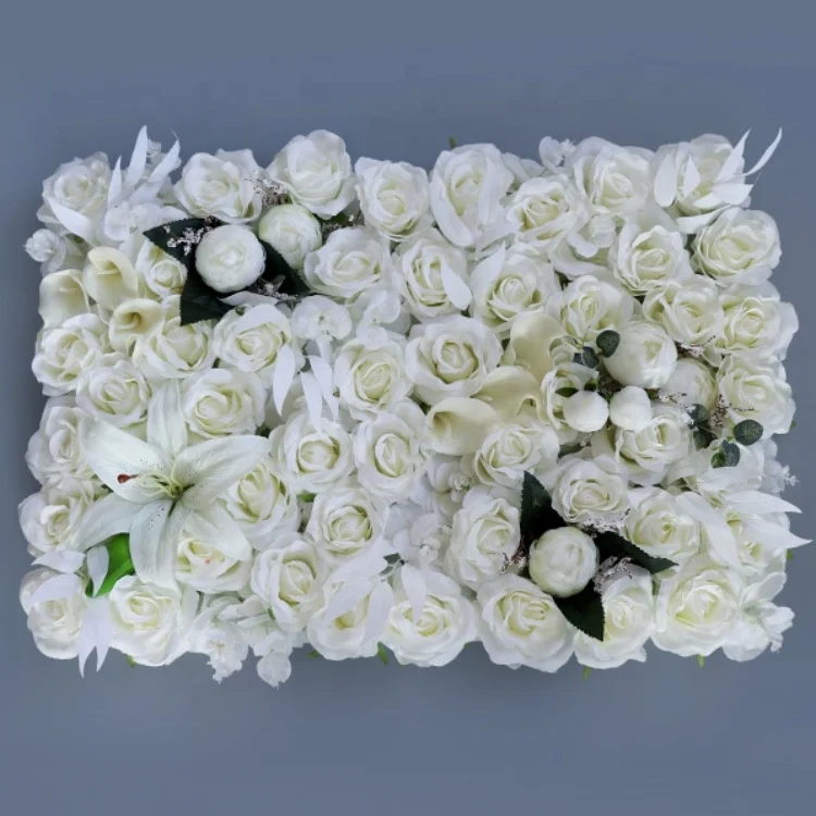 YAYUN J-1016 OEM Hot Selling Rose Hydrangea Silk White Flower Wall Panel