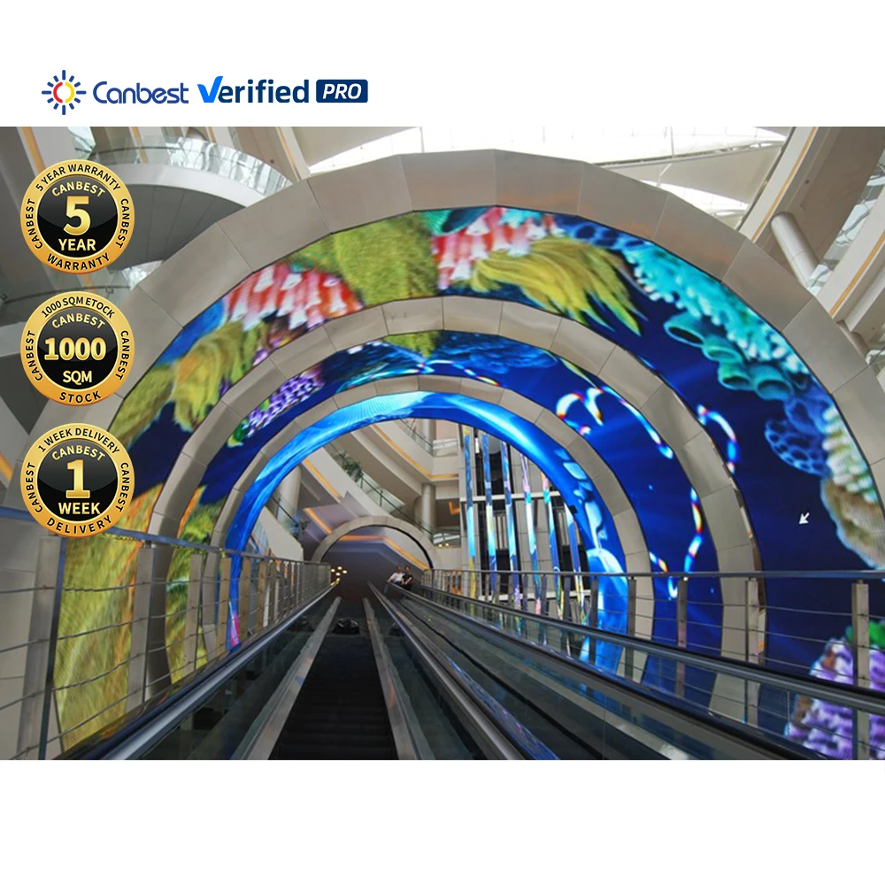 P1.86 P1.875 P2 P3 Flexible Led Display P4 Pantalla Panneau Curvada Publicitaire Big Circle Screen for Columns in Night Club