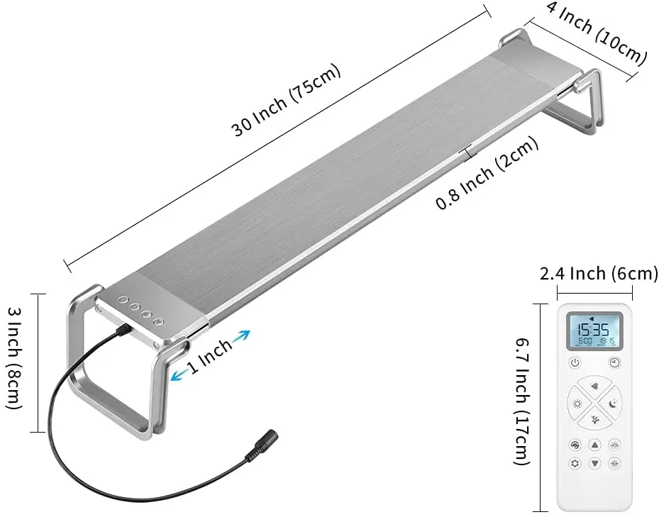 75cm 2300lm 30inch RGBW 8 timer smart Aquarium Light sunrise sunset with Remote for Freshwater Planted and Saltwater Coral Fish