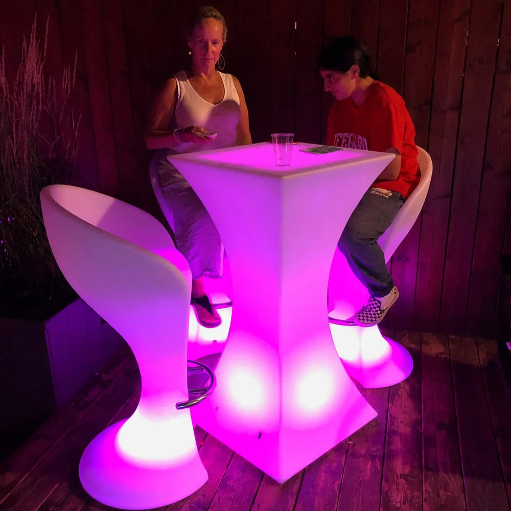 led chair outdoor furniture garden patio illuminated glowing high top led cocktail bar table chair sofa set plastic furniture