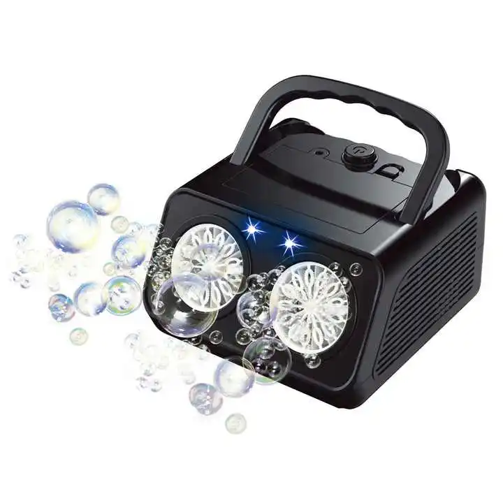 QW Hot 26Hole Electric Soap Bubble Blowing Outdoor Toys Portable Automatic Bubble Blower Machine With Lights Sound Summer Toys