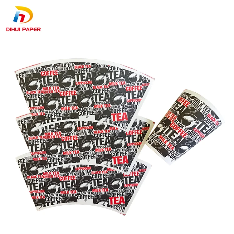 100% wood pulp raw material 260gsm food grade pe coated cardboard designs logo paper cup fan