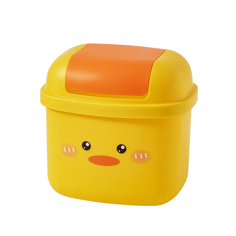 China Factory Good Quality Wholesale Cartoon Cute Desktop Mini Plastic Trash Can With Lid