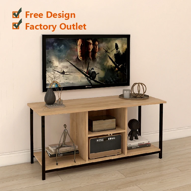 Ultimate New Design Wood Table TV Plasma 50 Inch Vintage Metal Legs TV Unit