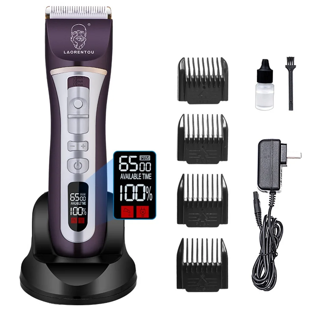Factory Latest Professional Cordless Portable Cordless Electric and Sustainable Men LCD Rechargeable Hair Clippers for Home