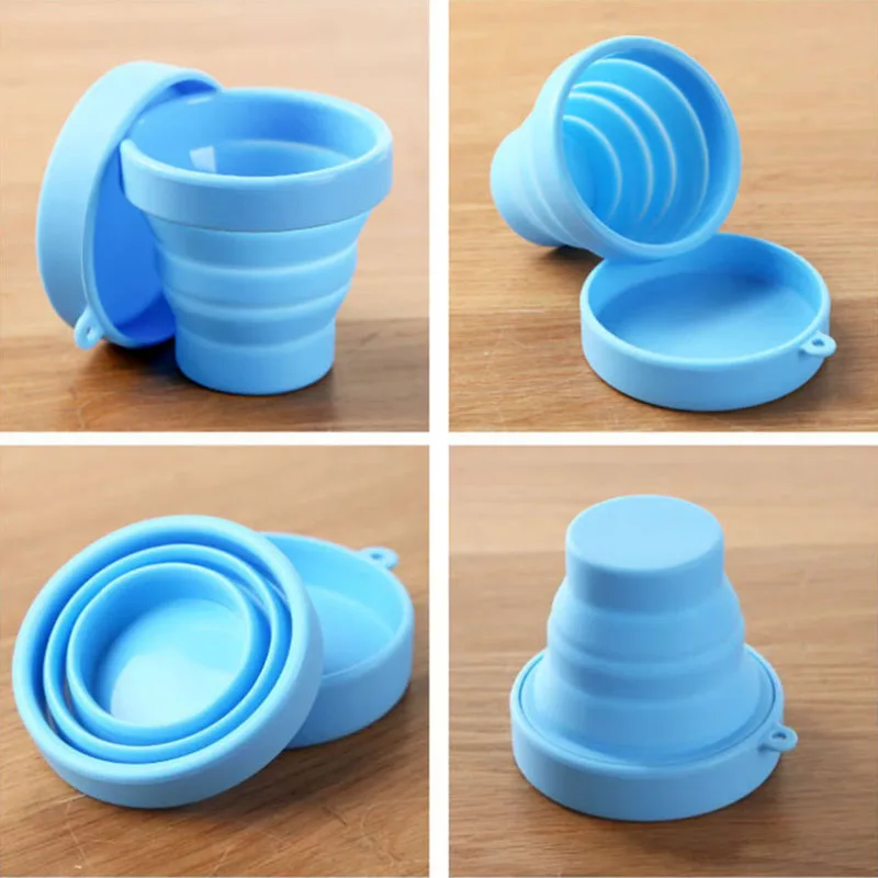 170ML Eco Friendly Portable Reusable Folding Silicone Collapsible Drinking Coffee Cup With Lids