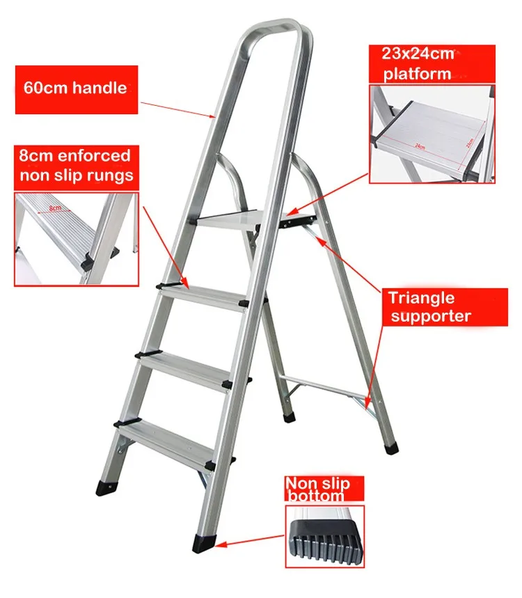 Folding Steel Step Ladder Aluminium Household Ladders Ladder Stools for sale